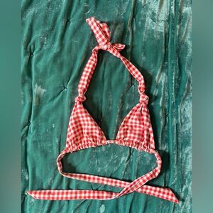 SKATIE Red Gingham “Darby” Bikini Top